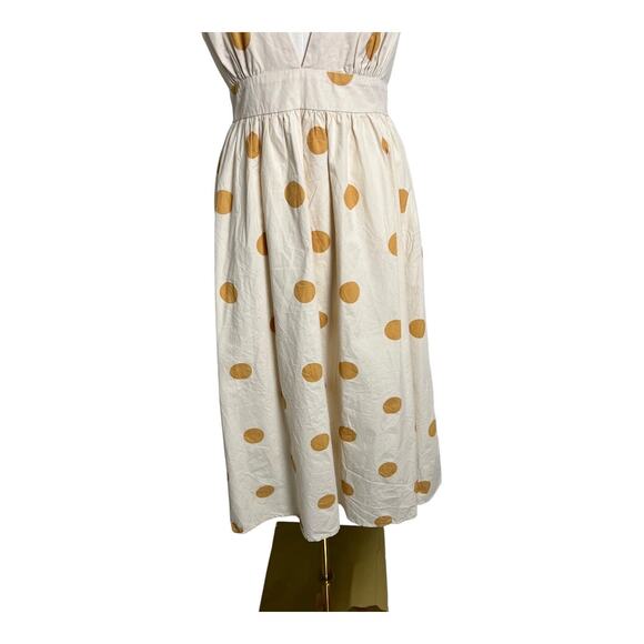 Petal & Pup Polka Dot Midi Dress Casual Plunge V-neck Full Skirt Medium Sundress - Picture 3 of 7